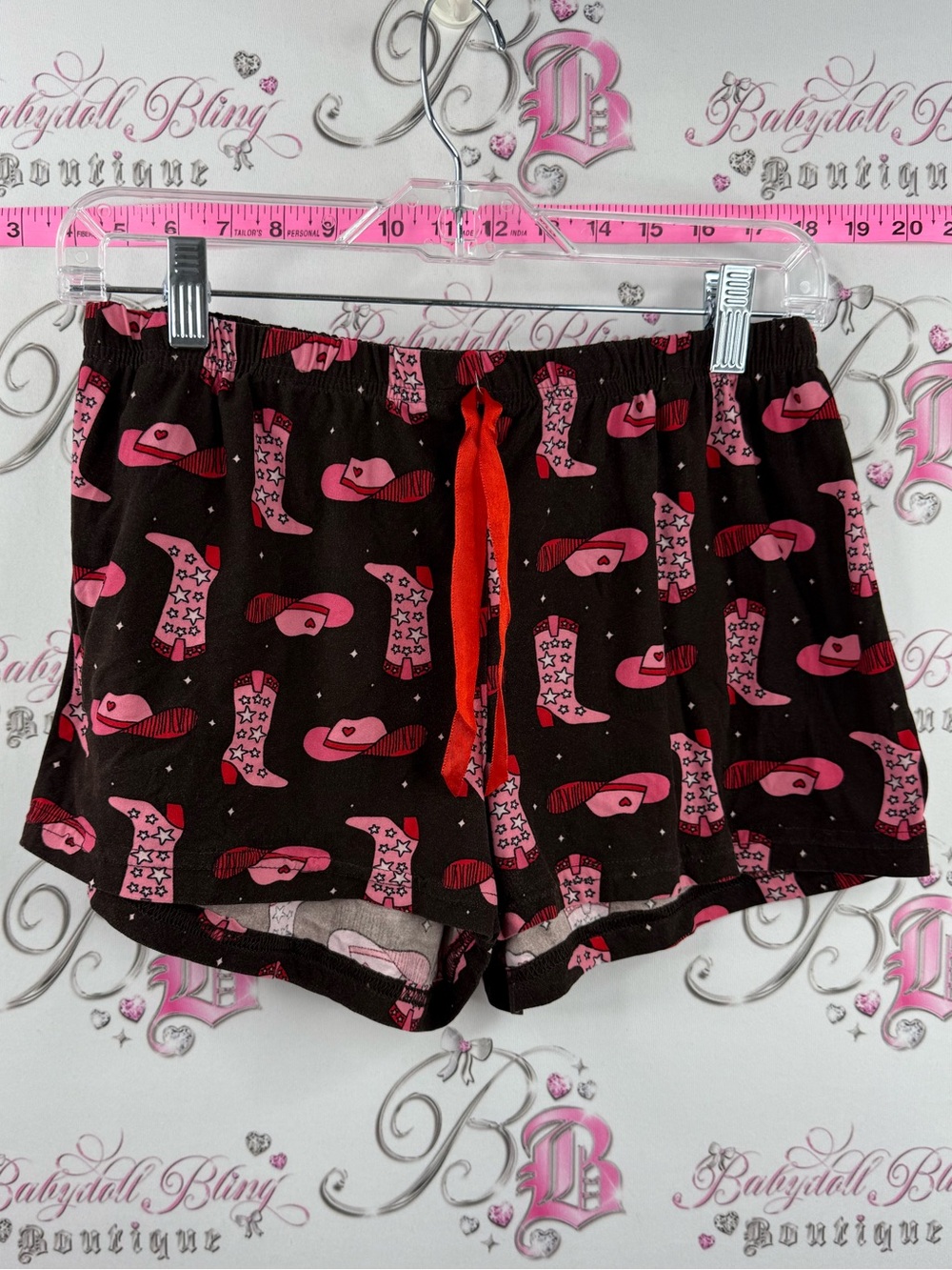 Shorts cowgirl boots pj shorts Women’s Black & Pink Cowgirl Print Lounge Shorts
